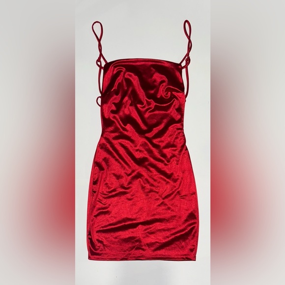 Red Satin Mini Dress - Picture 1 of 4